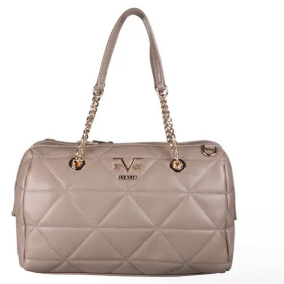19V69 ITALIA By Alessandro Versace Pebble Texture Faux Leather Tote Dark Beige - Picture 3 of 5
